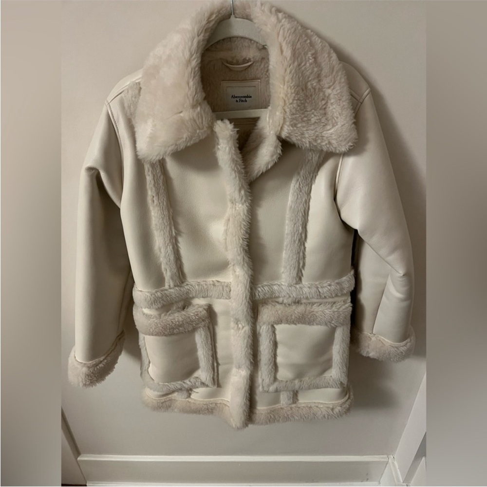Abercrombie leather fur lined Jacket